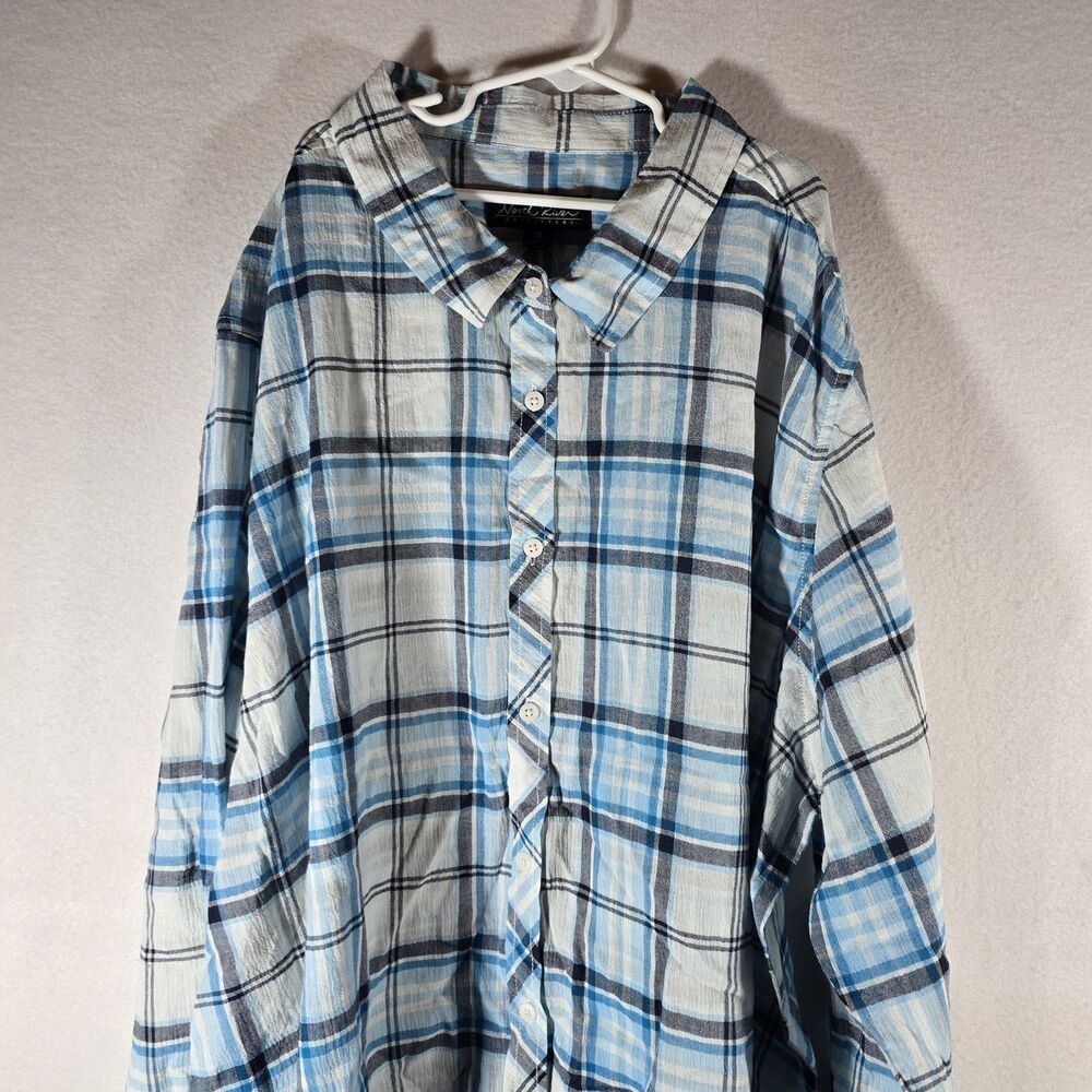North River Outfitters Womens Size 2XL Plaid Button Down Shirt Blue Gray New - Picture 3 of 13